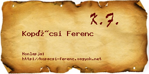 Kopácsi Ferenc névjegykártya
